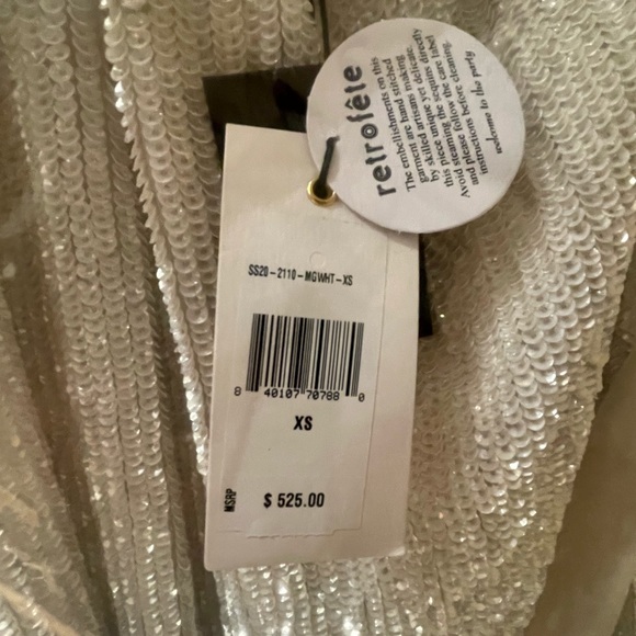 RETROFETE Ella White Moonglow New One-Shoulder Asymmetrical Sequins Dress SizeXS - Picture 7 of 10